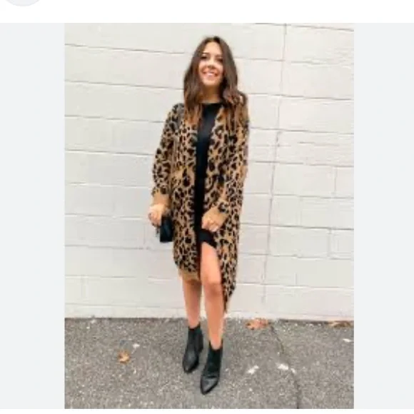 Westbound leopard long cardigan, fuzzy, soft - Picture 3 of 10